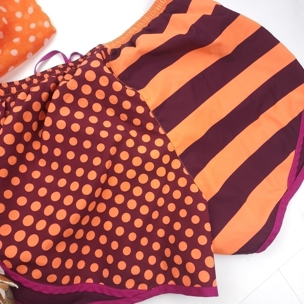 Nike Dry Fit Orange Purple Dot Stripe Women's Shorts Sz M - Picture 9 of 11